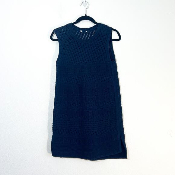 J.Jill Crochet Sweater Dress Womens S Spring Tunic Textured Summer Preppy Cotton - Picture 1 of 5